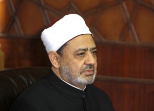 Sheikh Ahmed Mohamed el-Tayeb, Egyptian Imam of al-Azhar Mosque, holds talks with Iranian Foreign Minister Ali Akbar Salehi, in Cairo