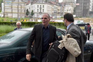 Greek Finance Minister Varoufakis arrives at a Eurozone finance ministers emergency meeting on Greece in Brussels, Belgium