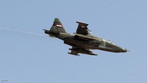 An Iraqi Sukhoi Su-25 jet flies over the town of Amerli on September 3, 2014. Amerli was besieged when Islamic State-led militants launched a major offensive in June, overrunning chunks of five Iraqi provinces and sweeping security forces aside, though security forces have now begun to claw back some ground. AFP PHOTO/ AHMAD AL-RUBAYE        (Photo credit should read AHMAD AL-RUBAYE/AFP/Getty Images)