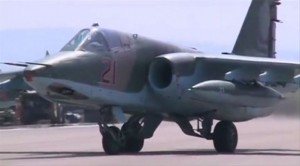 A frame grab taken from footage released by Russia's Defence Ministry October 5, 2015, shows a Russian air force jet taxiing on the tarmac of Heymim air base in Syria. More than 40 Syrian insurgent groups including the powerful Islamist faction Ahrar al-Sham have called on regional states to forge an alliance against Russia and Iran in Syria, accusing Moscow of occupying the country and targeting civilians. REUTERS/Ministry of Defence of the Russian Federation/Handout via Reuters  ATTENTION EDITORS - FOR EDITORIAL USE ONLY. NOT FOR SALE FOR MARKETING OR ADVERTISING CAMPAIGNS. THIS IMAGE HAS BEEN SUPPLIED BY A THIRD PARTY. IT IS DISTRIBUTED, EXACTLY AS RECEIVED BY REUTERS, AS A SERVICE TO CLIENTS. REUTERS IS UNABLE TO INDEPENDENTLY VERIFY THE AUTHENTICITY, CONTENT, LOCATION OR DATE OF THIS IMAGE. FOR EDITORIAL USE ONLY. NO SALES.