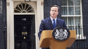 British Prime Minister David Cameron makes a statement to the media outside 10 Downing Street in central London on November 13, 2015, on the Islamic State (IS) group militant known as "Jihadi John". David Cameron said Friday it was not yet clear whether the Islamic State (IS) group militant known as "Jihadi John" had been killed in a US air strike in Syria. Cameron said the strike had targeted British citizen Mohammed Emwazi but added: "We cannot yet be certain if the strike was successful" in a statement delivered outside his Downing Street office.  AFP PHOTO / NIKLAS HALLE'N        (Photo credit should read NIKLAS HALLE'N/AFP/Getty Images)