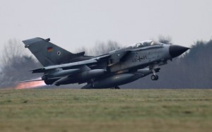 A German air force Tornado jet takes off from the German army Bundeswehr airbase in Jagel, northern Germany December 10, 2015. The first of the German air force Tornado reconnaissance jets took off for Turkey's Incirlik air base on Thursday, to support the military campaign against Islamic State. REUTERS/Fabian Bimmer