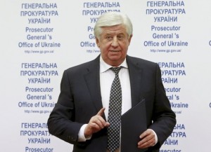 Ukraine's General Prosecutor Viktor Shokin speaks during a news conference in Kiev, Ukraine, in this November 2, 2015 file photo. Ukrainian President Petro Poroshenko called for Shokin to resign and said: "The same parameters should be applied to the government also ... society has clearly decided that there have been more mistakes than achievements, and denied ministers its trust." REUTERS/Valentyn Ogirenko/Files