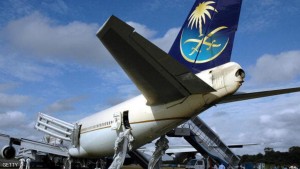 COLOMBO, SRI LANKA:  Saudi Arabian Airlines Boeing 747 sits on the tarmac at the Colombo international airport at Katunayake, 35 kilometers  from Colombo after a stampede following a bomb hoax, 08 September 2005.  A woman was killed and 62 passengers were wounded in the stampede following a bomb hoax aboard the Saudi Arabian Airlines jumbo jet which was about to take off from Sri Lanka's Colombo airport, officials said.   AFP PHOTO/STR  (Photo credit should read STR/AFP/Getty Images)