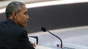 أوباما يتحدث أثناء القمة النووية في واشنطن يوم الجمعة. تصوير: جوناثان ارنست - رويترز.